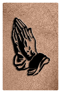 DF35T 516 BK SH BZ Black Praying Hands Shimmer Bronze Background